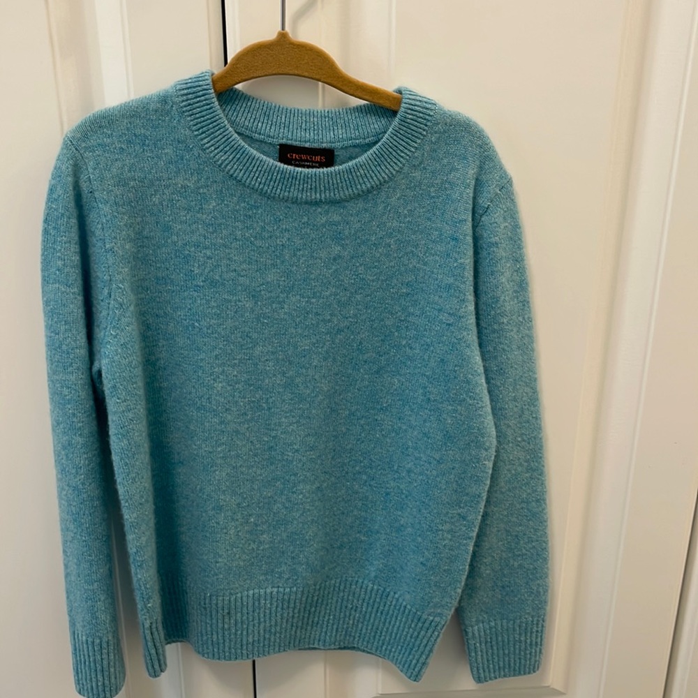 Girls 100% cashmere heather teal sweater